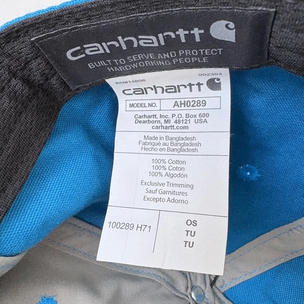 Carhartt Blue Odessa Force Adjustable Mens Canvas‎ Baseball Hat NWT